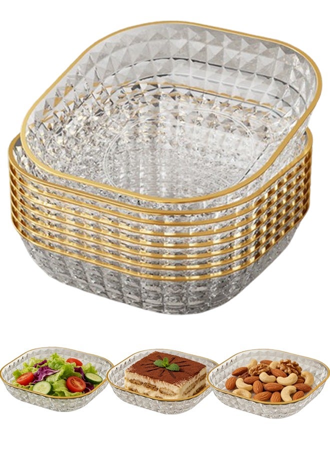 روبرنتي طقم أطباق عشاء، أوعية بلاستيكية شفافة، 8 أوعية تقديم، أطباق قابلة لإعادة الاستخدام، أطباق صغيرة للمقبلات والسلطات والوجبات الخفيفة والسندويشات,صحون تمر صغيره - Image 1